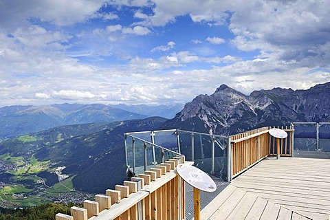 StubaiBlick observation deck, 2160 m, on Kreuzjoch panoramic path, Stubai Alps, Tyrol, Austria, Europe