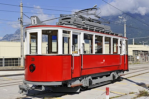 TW 28 tram railcar of the Tiroler Museumsbahnen museum railway company, built in 1910, Innsbruck, Tyrol, Austria, Europe