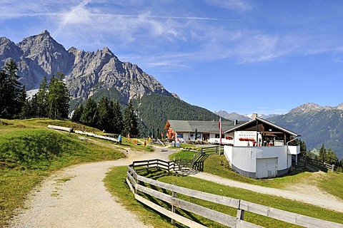 Hochserles-Koppeneck Summit Station and Restaurant, Koppeneck mountain, 1600m, Stubai Alps, Tyrol, Austria, Europe