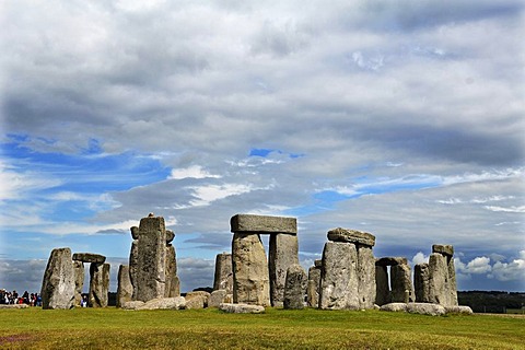 Stonehenge with rain clouds, UNESCO World Heritage Site, Wiltshire, England, United Kingdom, Europe