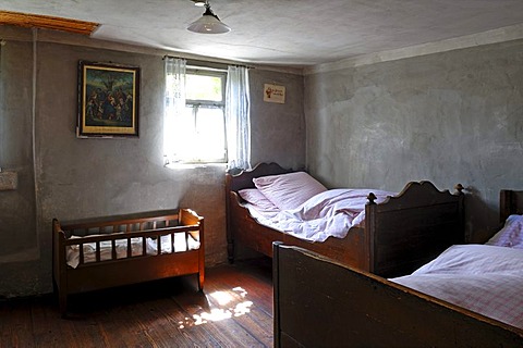 Bedroom, farmhouse from Herrnbechtheim, Franconian open-air museum, Eisweiherweg 1, Bad Windsheim, Middle Franconia, Bavaria, Germany, Europe