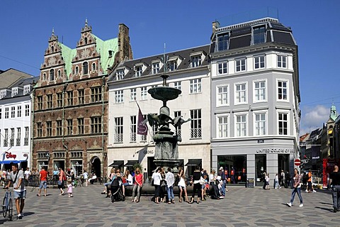 Amagertorv square with Crane Fountain and the Royal Copenhagen store, Copenhagen, Denmark, Scandinavia, PublicGround