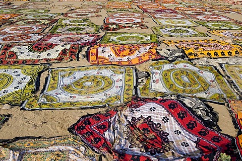 Printed and dyed fabrics, Sanganer dyeing centre near Jaipur, Rajasthan, India, Asia