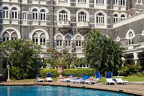 Swimming pool, Taj Mahal Hotel, Colaba district, Mumbai, Maharashtra, India, Asia