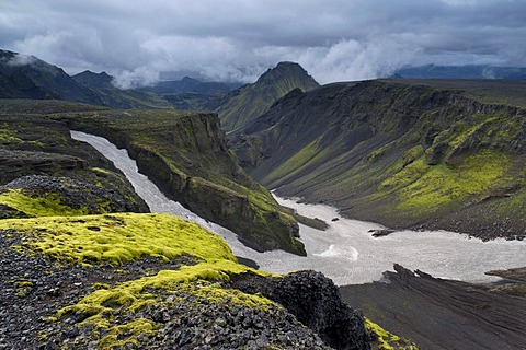 Fimmvoerï£¿uhals Pass, ï¬orsmoerk or Thorsmoerk mountain ridge, Icelandic highlands, South Iceland, Iceland, Europe