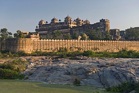 Raj Mahal Palast, Orchha, Madhya Pradesh, Nordindien, Indien, Asien