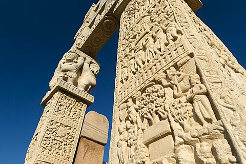 Stupas of Sanchi, UNESCO World Heritage site, built by King Ashoka, Mauryan dynasty, Sanchi, Vidisha in Madhya Pradesh, North India, India, Asia