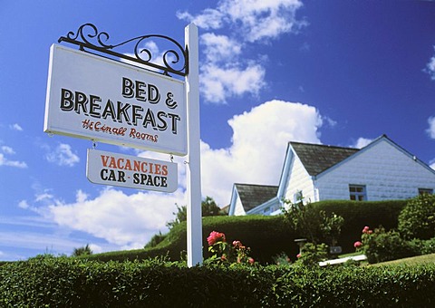 Bed and Breakfast sign, Mevagissey, Cornwall, England, United Kingdom, Europe