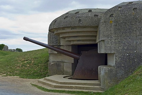 Atlantic Wall, German positions, D-Day, 150 mm Krupp cannon, Longues sur Mer, Normandy, France, Europe