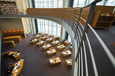 Library of Deutscher Bundestag, German parliament, Marie-Elisabeth-Lueders-Haus, building, view of the reading room, Berlin, Germany, Europe