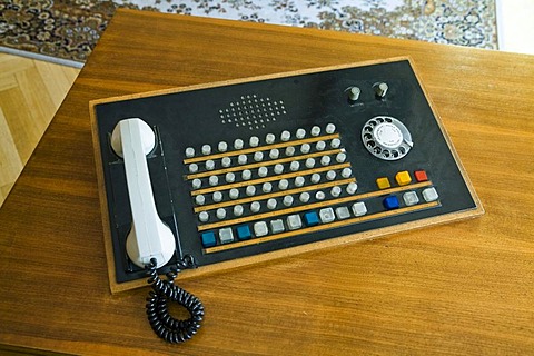 Telephone system on a desk in the anteroom of Erich Mielke, Stasi Museum in the Forschungs- und Gedenkstaette Normannenstrasse, Berlin, Germany, Europe