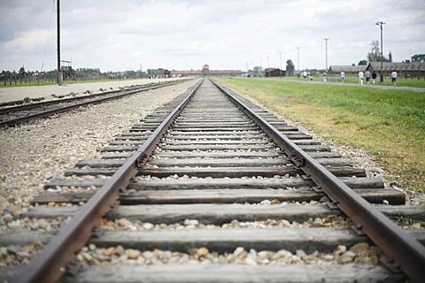 Train tracks, concentration camp Auschwitz-Birkenau, Oswiecim, Poland, Europe