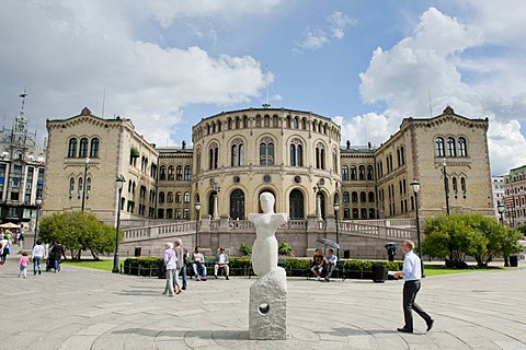 Assembly Hall, Parliament, the Storting building, Storthinget, inner city, Oslo, Norway, Scandinavia, Northern Europe, Europe