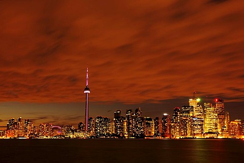 Skyline by night, Toronto, Ontario, Canada, North America