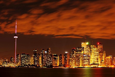 Skyline by night, Toronto, Ontario, Canada, North America