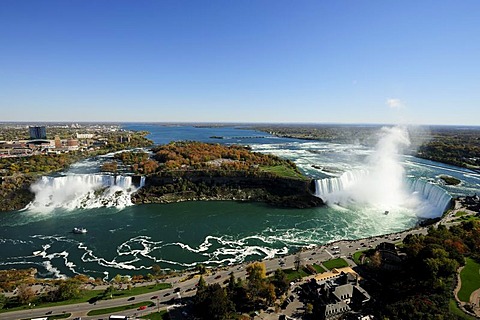 The Niagara Falls, view from above from a lookout tower, Niagara Falls, Ontario, Canada, North America