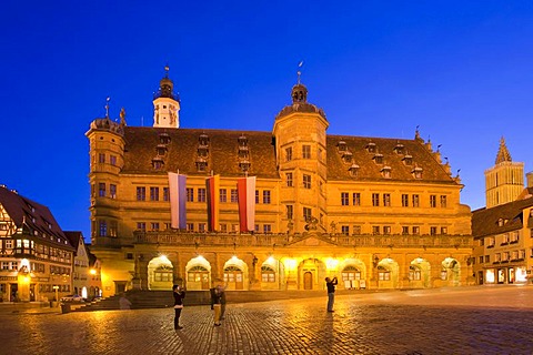 Town hall on Marktplatz square, Rothenburg ob der Tauber, Franconia, Bavaria, Germany, Europe