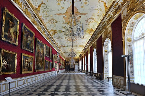 Great Gallery on the first floor, Neues Schloss Schleissheim Palace, Oberschleissheim near Munich, Upper Bavaria, Bavaria, Germany, Europe