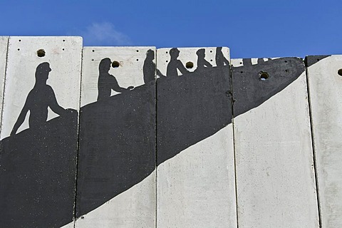 A banksy graffiti on the separation wall, Bethlehem, West Bank, Western Asia