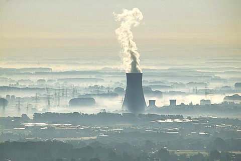 Aerial view, former THTR-300 Nuclear Power Plant, today Westfalen coal power station under construction, safe enclosure, Hamm, North Rhine-Westphalia, Germany, Europe