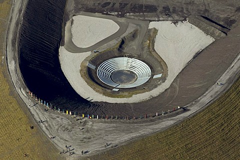 Aerial view, venue hollow, amphitheater, Haldenkrone dump crown, Prosperhalde or Halde Prosper dump, Bottrop, Ruhrgebiet region, North Rhine-Westphalia, Germany, Europe