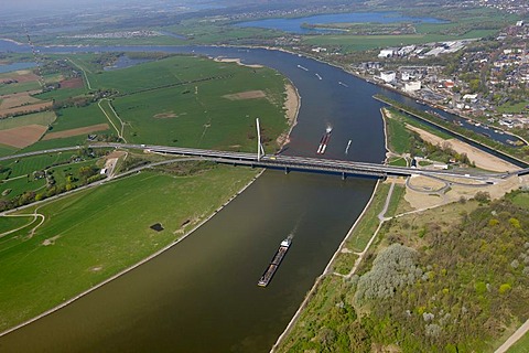 Aerial view, Lippe estuary, Lippe conversion, construction site, Rhine river, Lippe Association, Wesel, Ruhrgebiet region, North Rhine-Westphalia, Germany, Europe