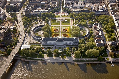 Aerial view, Bundesgartenschau horticulture show, BuGa 2011, Electoral Palace, Koblenz, Rhineland-Palatinate, Germany, Europe