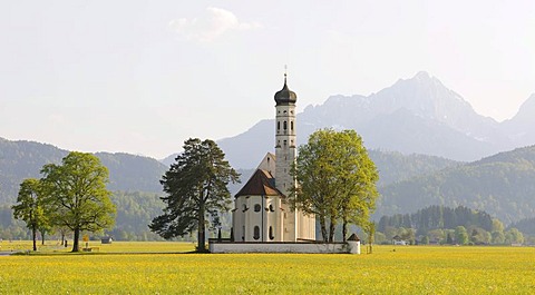 Pilgrimage church of St. Coloman, Fuessen, Ostallgaeu, Allgaeu region, Bavaria, Germany, Europe