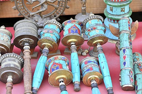 Prayer wheels, souvenirs, Kathmandu, Nepal, Himalaya, Asia