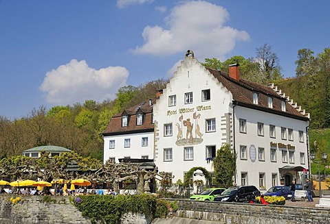 Wilder Mann hotel and restaurant, Meersburg on Lake Constance, Baden-Wuerttemberg, Germany, Europe