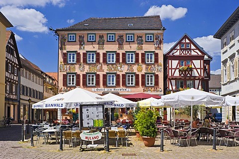 Am Alten Markt market square, Eberbach am Neckar, Baden-Wuerttemberg, Germany, Europe