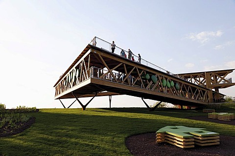 Wood viewing platform, nature trail and information about the diversity of wood, Festung Ehrenbreitstein fortress, Federal Horticulture Show BUGA 2011, Koblenz, Rhineland-Palatinate, Germany, Europe