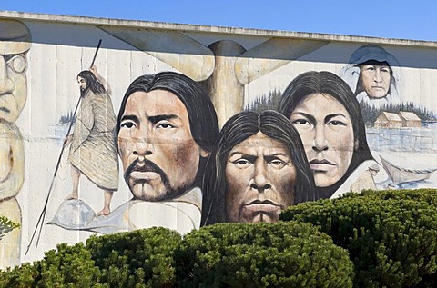 Native Heritage mural by Paul Ygartua, Chemainus, Vancouver Island, British Columbia, Canada