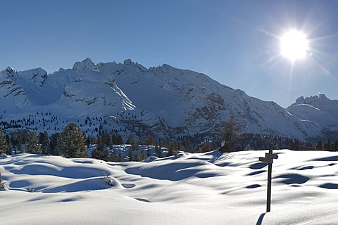 Winter landscape, Fanes-Sennes-Prags Nature Park, Dolomites, South Tyrol, Italy, Europe