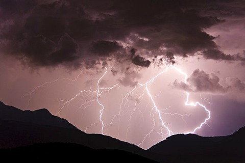 Thunderstorms in the Upper Adige region, Dolomites, South Tyrol, Italy, Europe