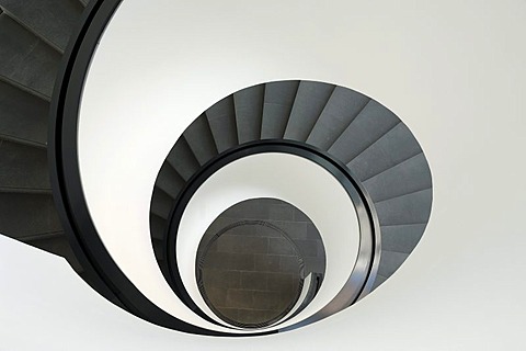 Stairwell in the Neuen Museum, seen from above, built in 1999, Luitpoldstrasse 5, Nuernberg, Middle Franconia, Bavaria, Germany, Europe
