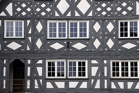 Old half-timbered facade from the 17th century, Kirchstrasse 9, Ettenheim, Baden-Wuerttemberg, Germany, Europe