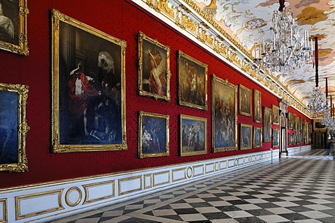 Grosse Galerie, grand gallery, New Schleissheim Palace, 1719 - 1726, Max-Emanuel-Platz square 1, Oberschleissheim, Bavaria, Germany, Europe