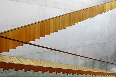 Modern staircase in the Museum Georg Schaefer, Brueckenstrasse 20, Schweinfurt, Lower Franconia, Bavaria, Germany, Europe