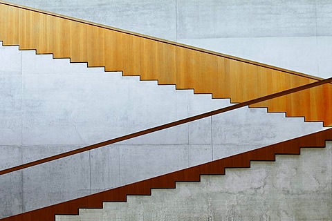 Modern staircase in the Museum Georg Schaefer, Brueckenstrasse 20, Schweinfurt, Lower Franconia, Bavaria, Germany, Europe