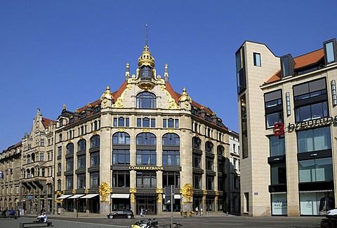 Commerzbank, former department store Topas, Marktgalerie mall, Leipzig, Saxony, Germany, Europe