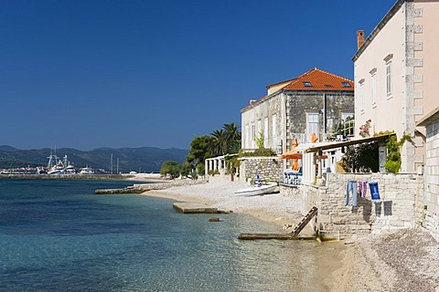 Captains' Houses by the sea, Orebic, Pejesac Peninsula, Dalmatia, Croatia, Europe