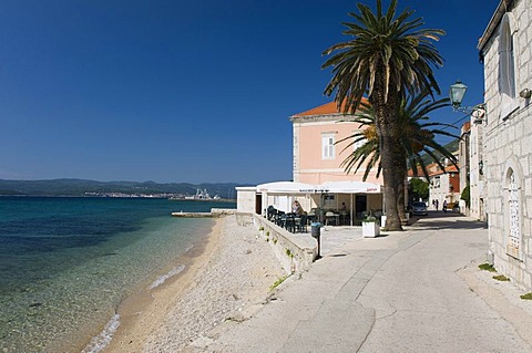 Beach in the village of Orebic, Peljesac Peninsula, Dalmatia, Croatia, Europe