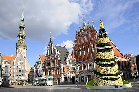 Blackheads House, St. Peter's Church, Town Hall Square, Riga, historic town centre, Latvia, Baltic States, Northern Europe