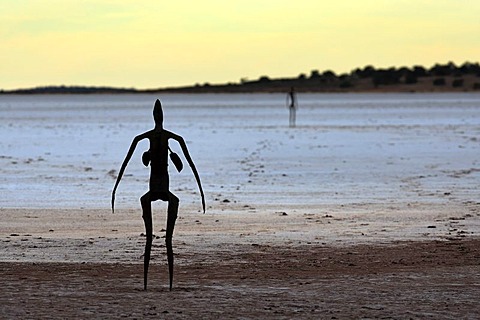 Art Sculptures by Antony Gormley, Inside Australia Exhibition, on Lake Ballard, Western Australia, Australia