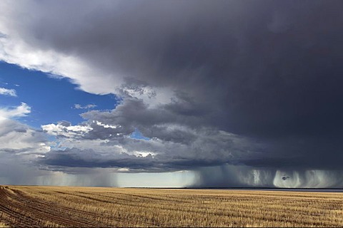 Storm over farmland and Yarra Yarra Lake, Carnamah, Western Australia, Australia