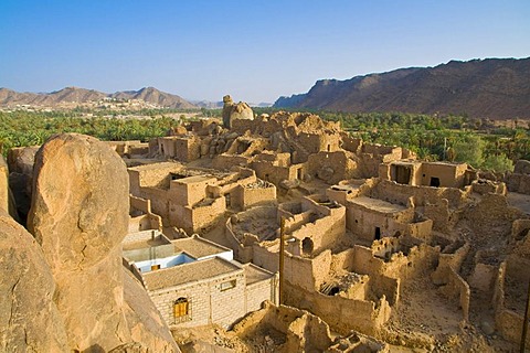 Stone houses in the village of Djanet, Algeria, Africa