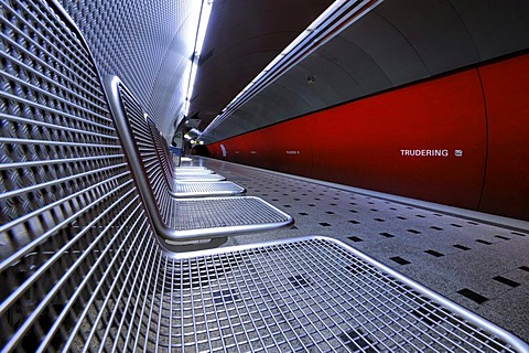 Seats, Munich U-Bahn station, metro station, Munich, Bavaria, Germany, Europe