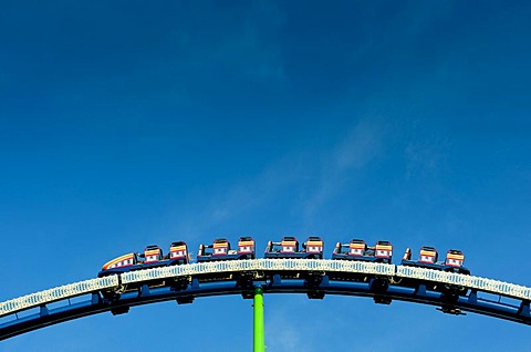 Passengers of a roller coaster at the Oktoberfest fair, Theresienwiese, Munich, Bavaria, Germany, Europe