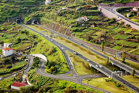 A motorway and a tunnel near Ribeira Brava, Madeira, Portugal, Europe